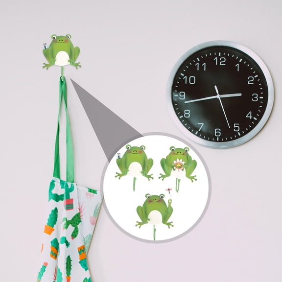 HOOWIFFY Cute Frog Shaped Wall Hooks Green Iron for Home Organization 3Pcs