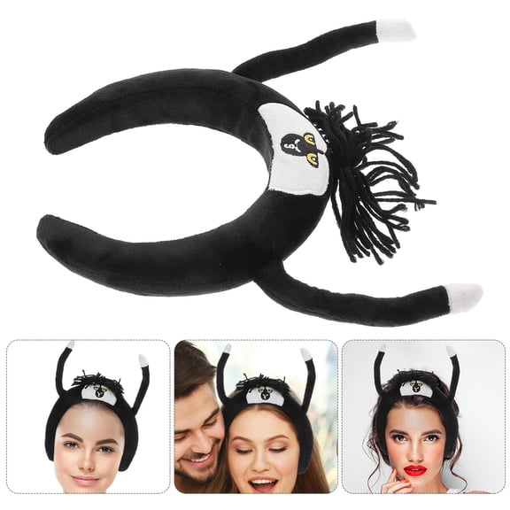 HOOWIFFY Black Plush Headbands with Furry Animal Ears, Soft and Comfortable for Makeup, Spa, and Daily Wear