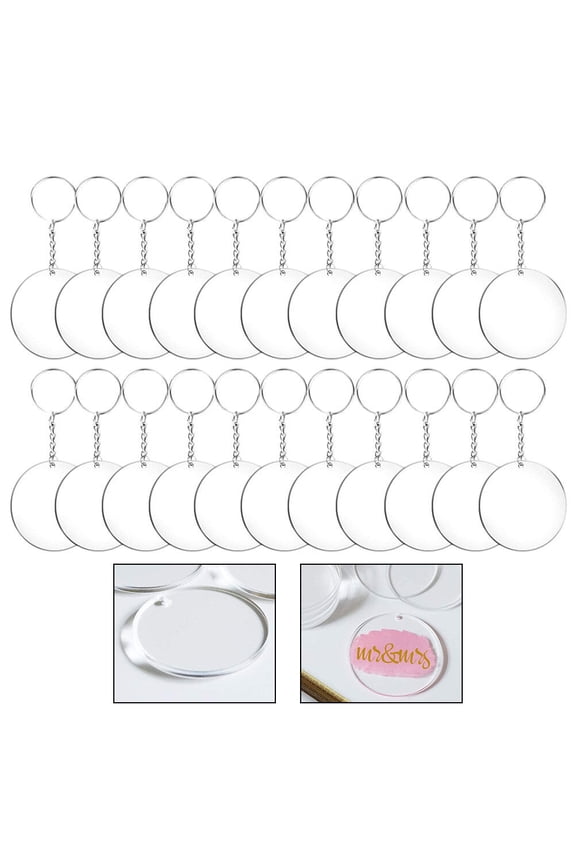 DIY Round Keychain Blanks Set for Decor with Acrylic and Alloy, 24 Pieces