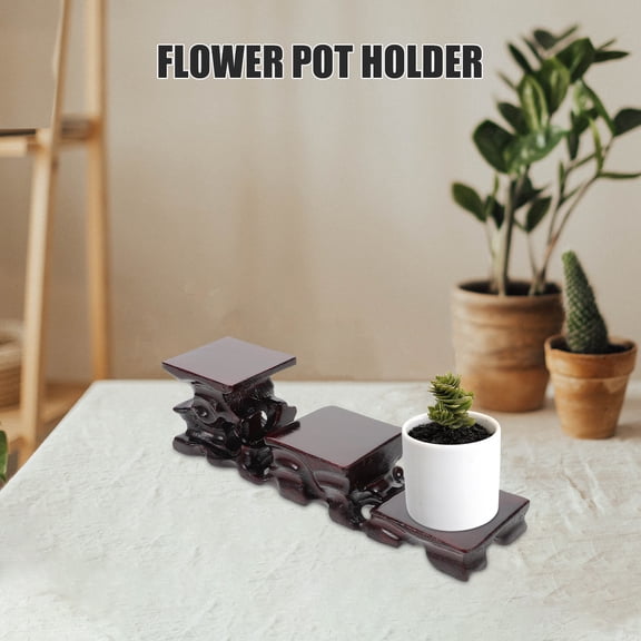HOOWIFFY Dark Red Wooden Display Stand for Pottery and Teapot Craftsmanship Perfect for Home Decor 12.5 x 9.5 x 3.5 Inches