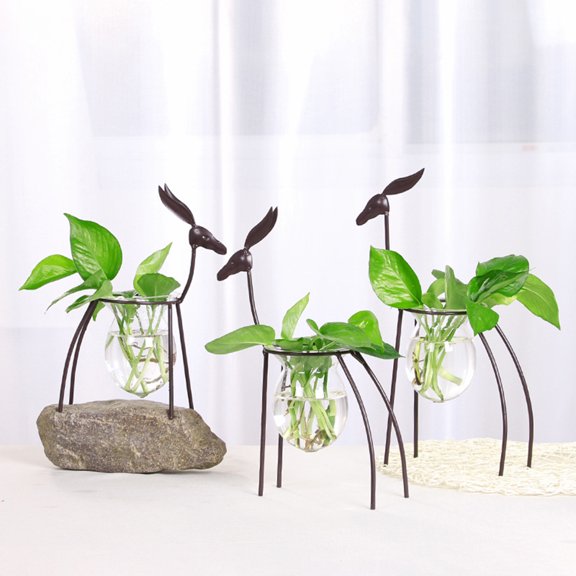 HOOWIFFY Decorative Iron Deer Display Stand in Assorted Colors for Glass Micro Landscape