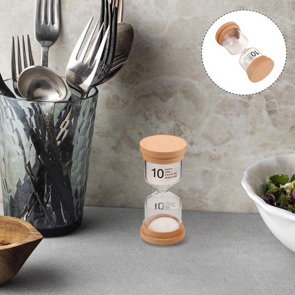 HOOWIFFY Decorative Wooden Hourglass 10 Min Sand Timer with Handcrafted Wood Frame for Study and Kitchen