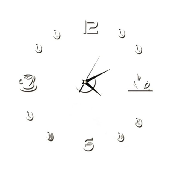 HOOWIFFY Diy Acrylic Mirror Clock 7.0X5.5X0.4Inch Silver 3D Effect For Bathroom 1Pcs