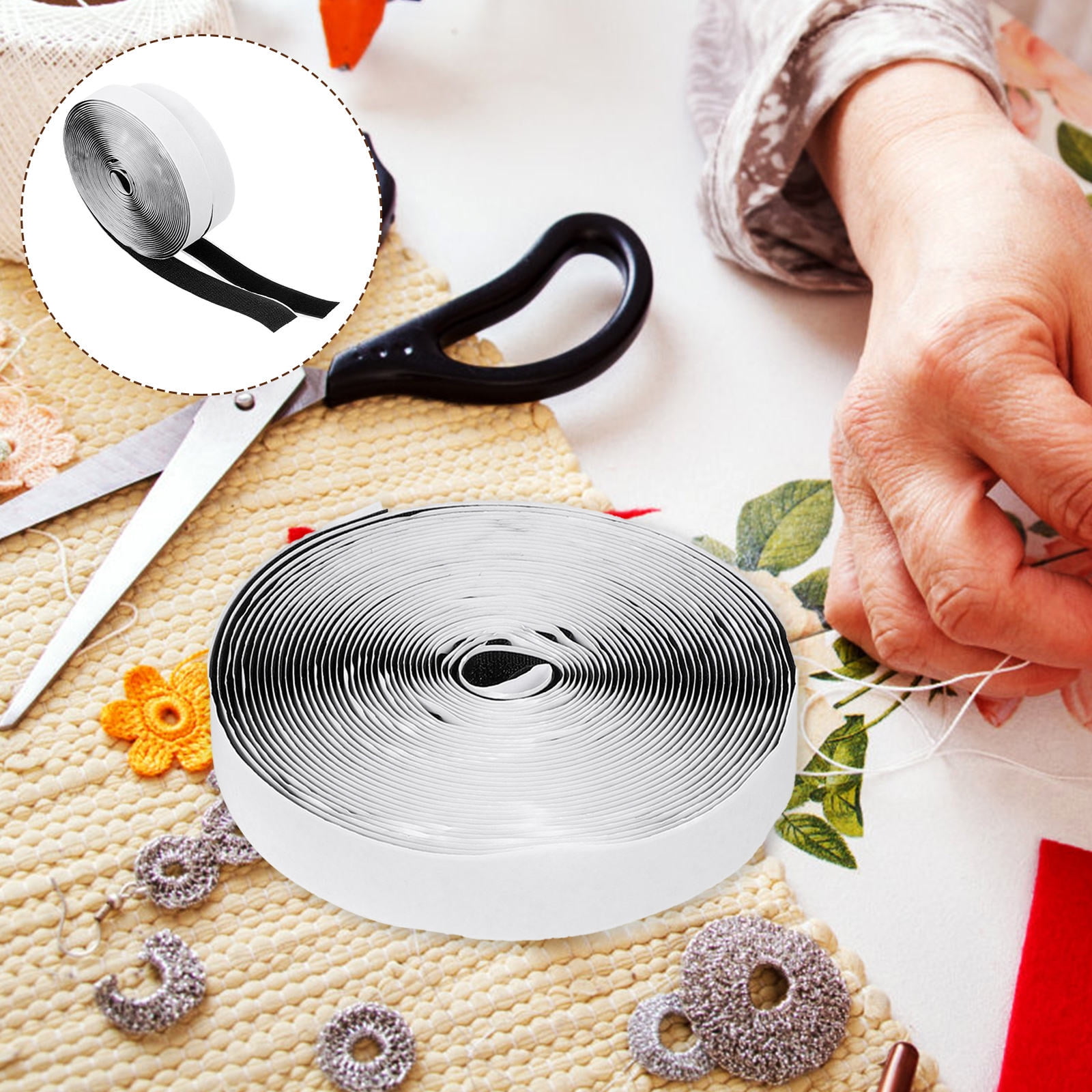 HOOWIFFY Home Use Hook and Loop Tape 2 Rolls Black - Walmart.com