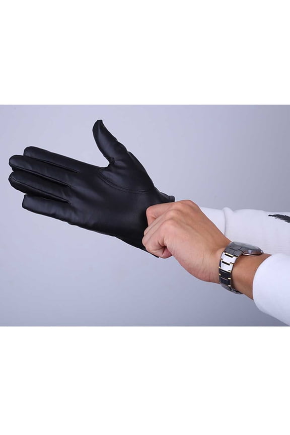 Men's Driving Gloves, Elegant PU Anti- Pair for Camping and Outdoor Activities, Black