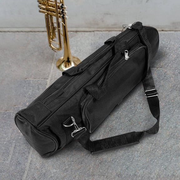 HOOWIFFY Durable Black Trumpet Bag Portable Wind Instrument Case with Comfortable Texture