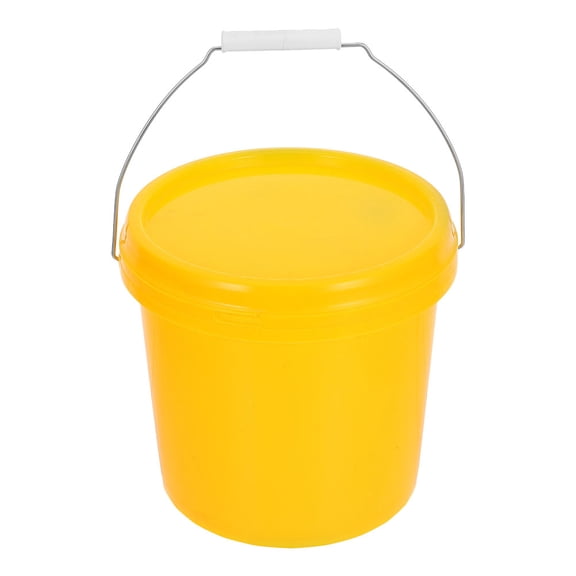 HOOWIFFY Durable Yellow Plastic Bucket with Lid Leakproof Storage Container for Household Use