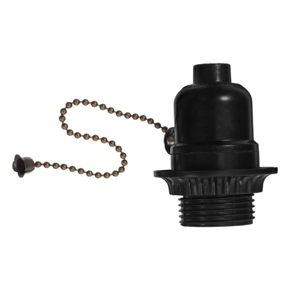 HOOWIFFY Home Pull Chain Light Socket Black Bakelite with Easy Pull Switch