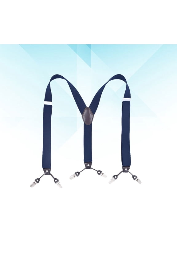 Adjustable Elastic Pants Suspenders with 6 Clips, Dark Polyester, and Comfortable for Men and Women