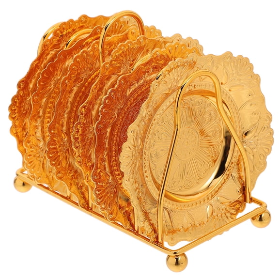 HOOWIFFY 6-Piece Golden Fruit Plates Set Elegant European Style Iron Trays for Wedding Dessert Snack Display