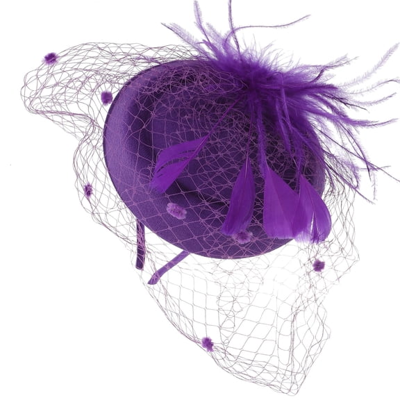 HOOWIFFY Fascinators Headband Elegant Style Purple Plume 1Pack for Women Banquet Wear