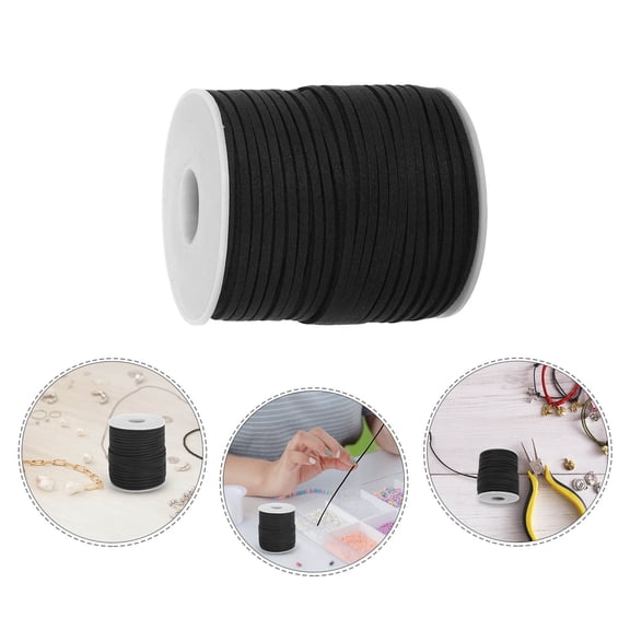 HOOWIFFY Faux Suede Ribbon Black String for Jewelry Making, Crafting Supplies with Rich Deep Brown Color, and Stylish