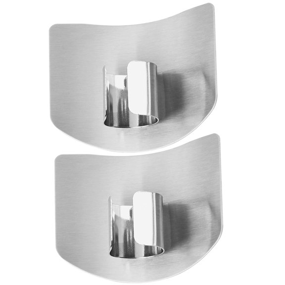 HOOWIFFY Reusable Anti Rust Stainless Steel Finger Protectors Set of 2 for Kitchen Use Silver