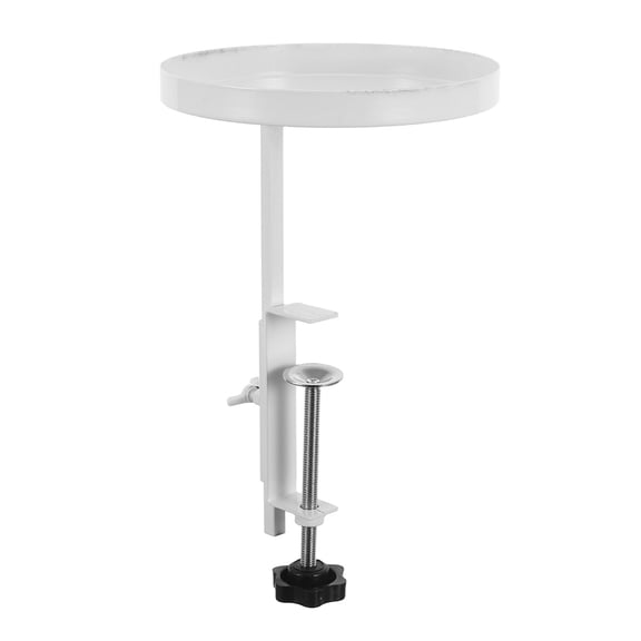 HOOWIFFY Floating White Metal Plant Shelf with Clamp for Indoor Window and Balcony Storage