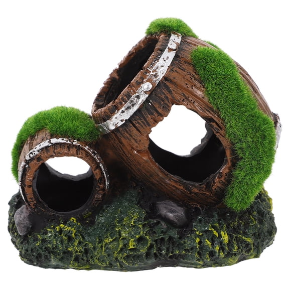 HOOWIFFY Funny Fish Tank Decorations Resin Barrel Shape Aquarium Decor 1Pack