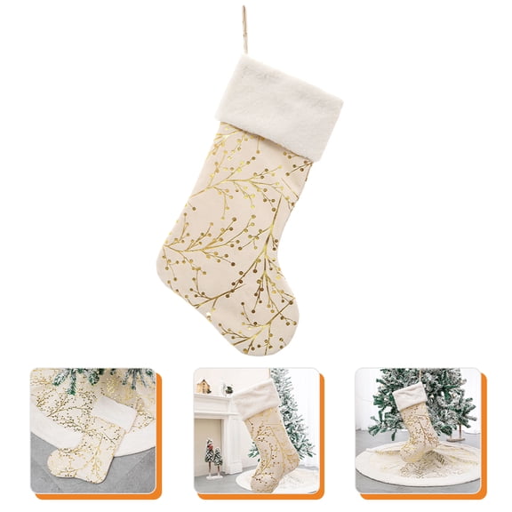 HOOWIFFY Golden Christmas Stocking for Holiday Decor with Comfortable Feel