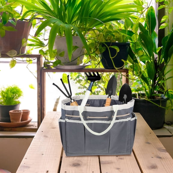 HOOWIFFY Garden Tool Container Durable Oxford Cloth Tote with Multifunctional Compartments