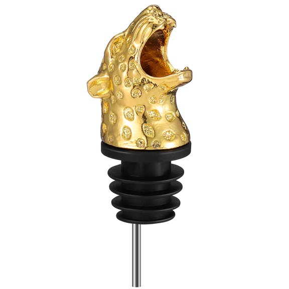 HOOWIFFY Golden Alloy Wine Bottle Caps with Leopard Head Shape for Bottle Pouring