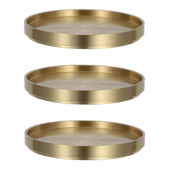 HOOWIFFY Golden Brass Coasters 3Pcs with Heat Insulation Slip Resistance for Home Office Use 2.6In