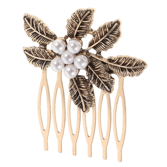 HOOWIFFY Golden Bridal Hair Comb with Retro Leaf Design for Wedding, Formal Events, and Special Occasions