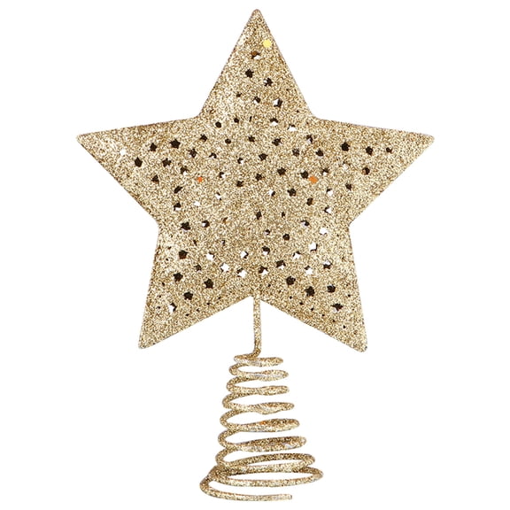 HOOWIFFY Golden Metal Christmas Star Tree Topper for Festive and Party Decor
