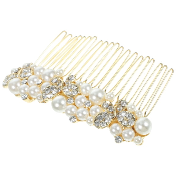 HOOWIFFY Crystal Hair Comb Golden Alloy for Women Wedding Hair Pieces 1Pcs