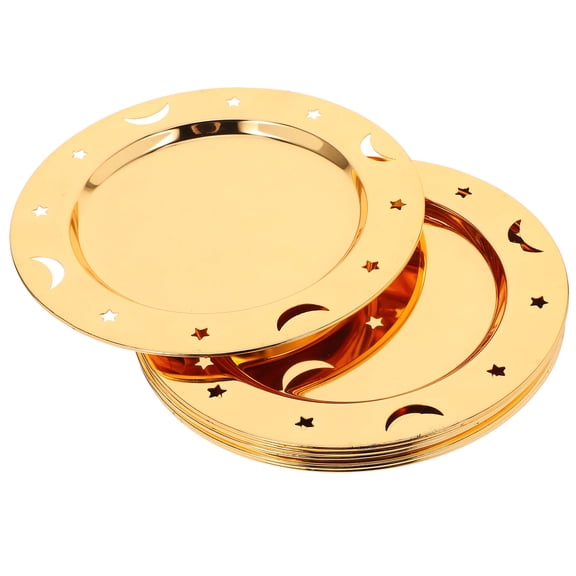 HOOWIFFY Vintage Golden Metal Tray, Sturdy and Elegant for Parties and Everyday 6Pcs
