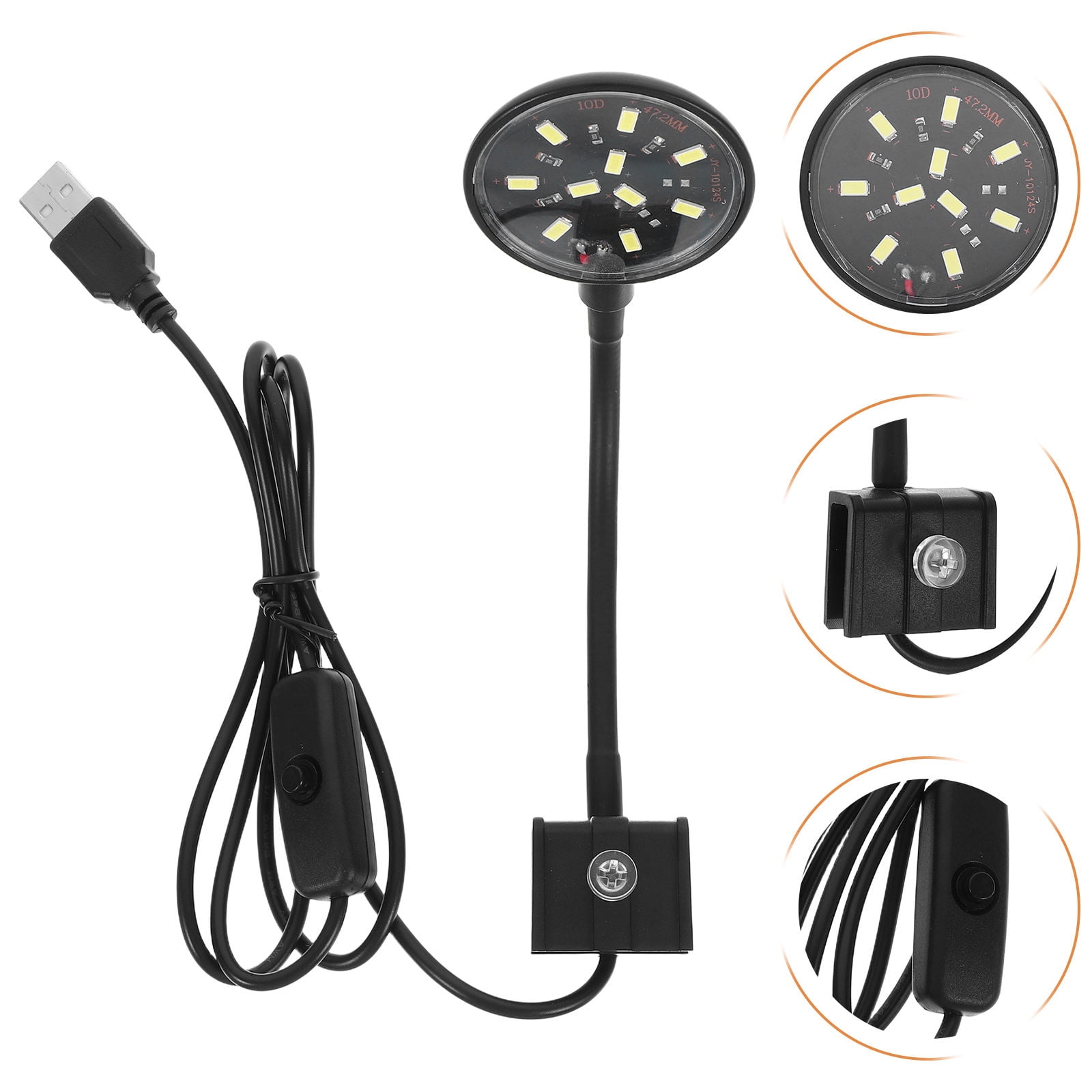 Image showcasing HOOWIFFY Goldfish Tank Accessory Clip On Aquarium Light Black Compact ...