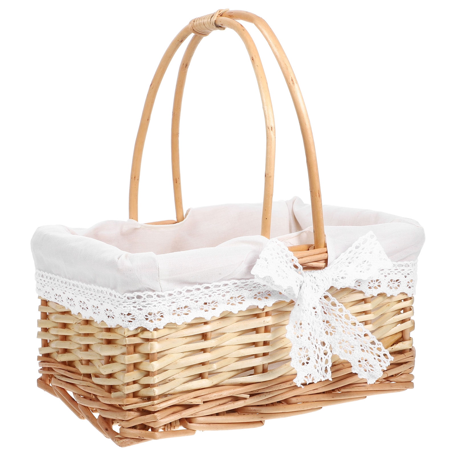 HOOWIFFY Hand Woven Wicker Basket with Handle for Storing Snacks and ...