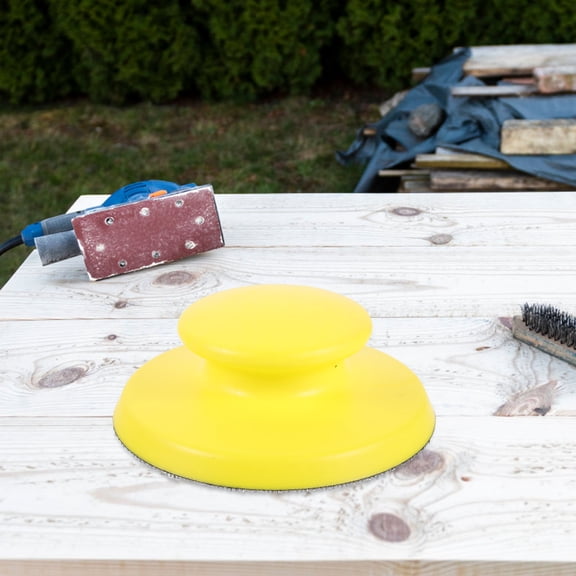 HOOWIFFY Handheld Sanding Block with Ergonomic Handle Yellow PU Foam for Auto Body and Wood Sanding