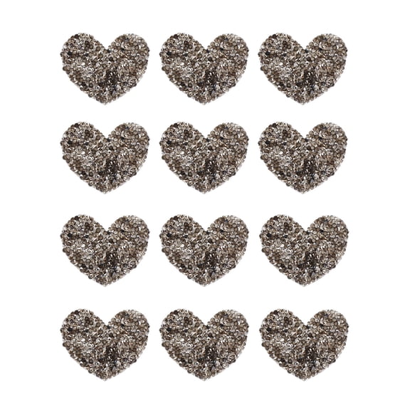 HOOWIFFY Heart Rhinestone Applique Patches 12Pcs Grey Resin for Bags Accessories
