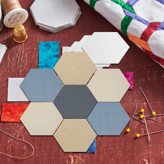 HOOWIFFY Hexagon Quilting Templates 100 Pcs for Craft Projects Coated