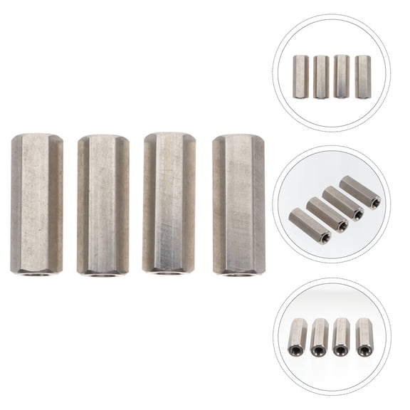 HOOWIFFY 4-Piece Stainless Steel Threaded Rod Set with Nuts, Straight Bars for Construction, Repair, and Projects
