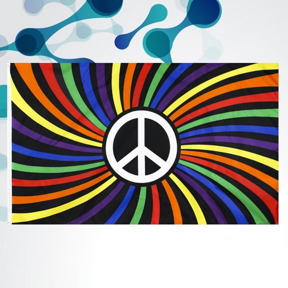 HOOWIFFY Hippie Peace Flags Classic Polyester Party 1Pack