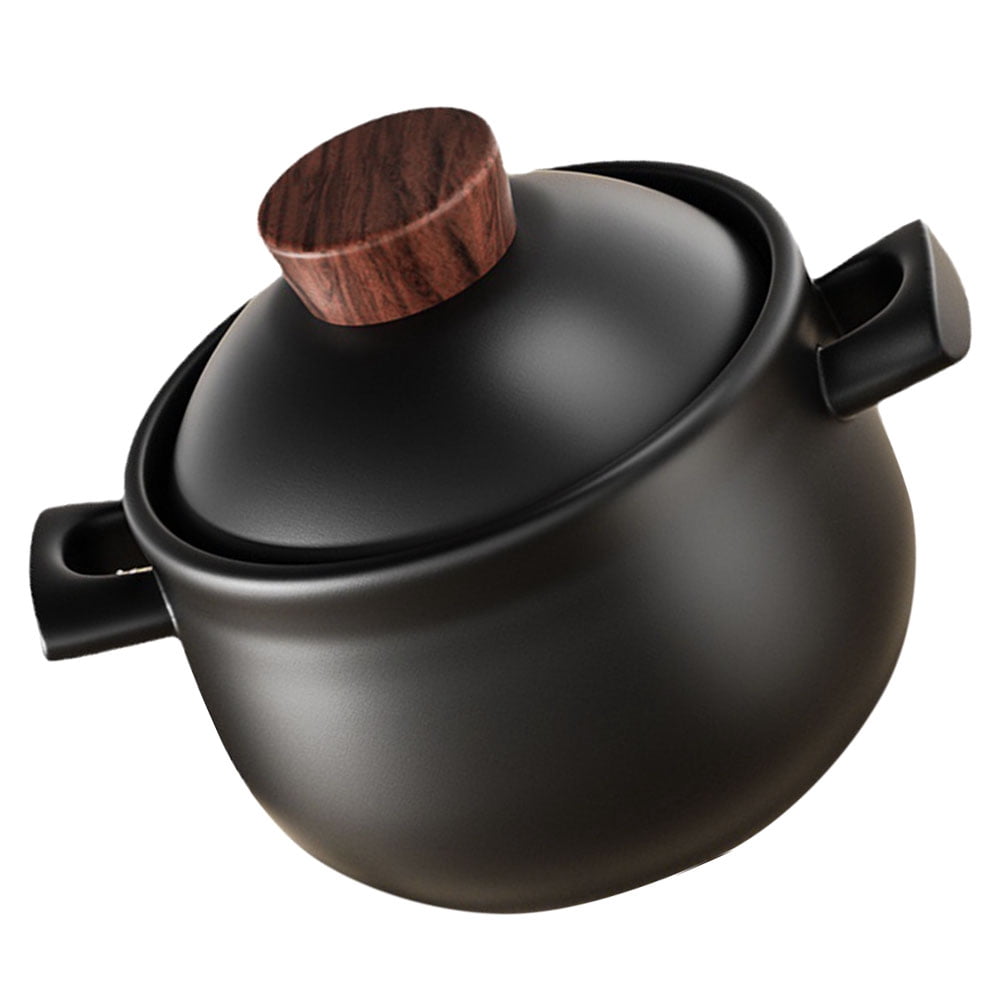 HOOWIFFY Kitchen Ceramic Cooking Pot Black Clay Casserole Pan for ...