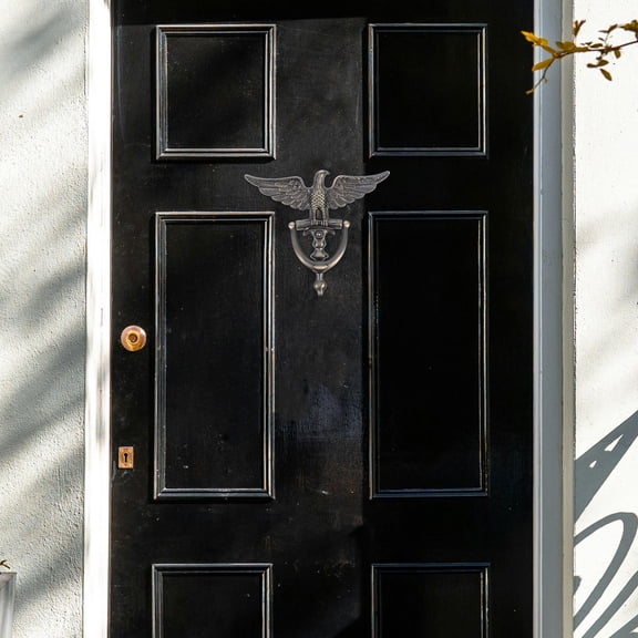 HOOWIFFY Home Front Door Knocker Zinc Alloy Eagle Head with Peephole and Easy Installation
