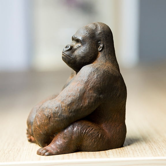 HOOWIFFY Home Use Iron Craft Gorilla Ornament Lifelike Animal Statue Decoration