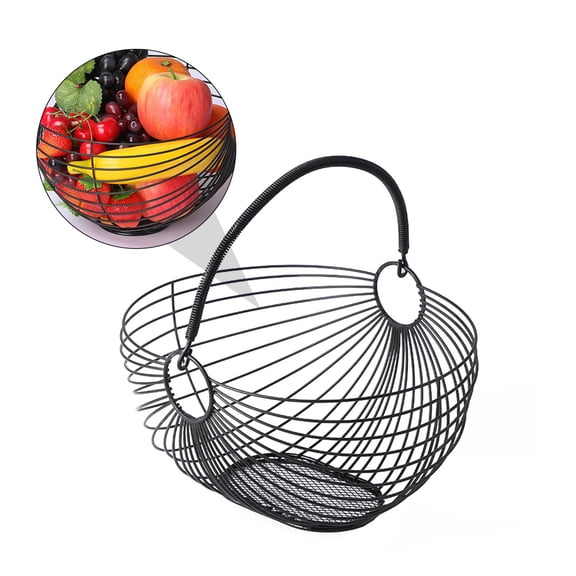HOOWIFFY Black Metal Kitchen Basket Organizer for Household Storage, and Stylish 1 Set