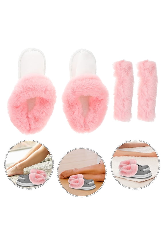 Plush Pink Detachable Shoe Liner for Clogs Warm Breathable Removable Socks for Indoor Use