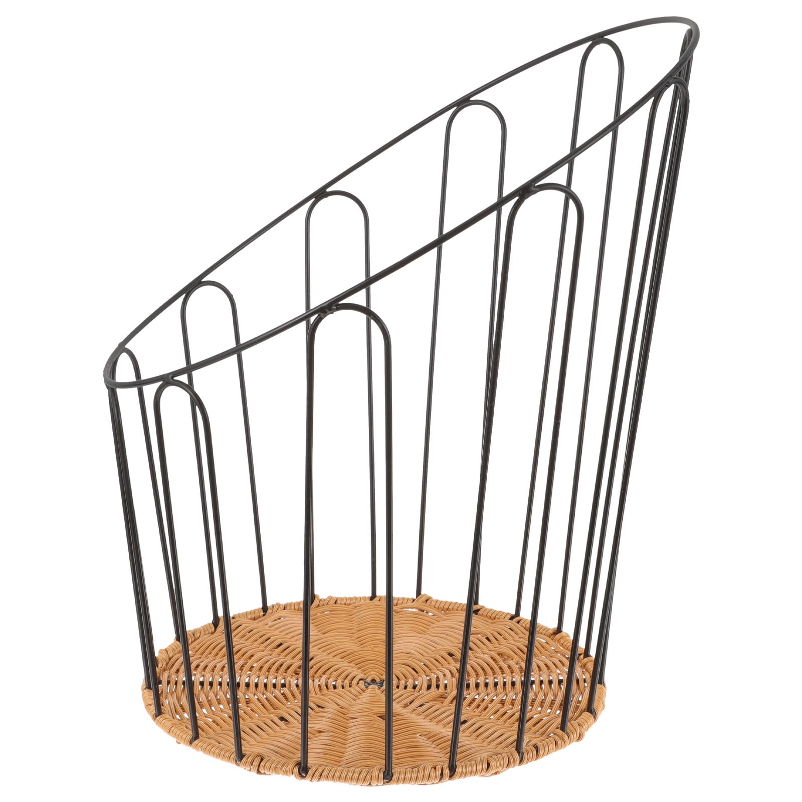 HOOWIFFY Black Woven Bread Basket with Iron Frame for Serving, Kitchen Storage, Counter Organization and Home Use