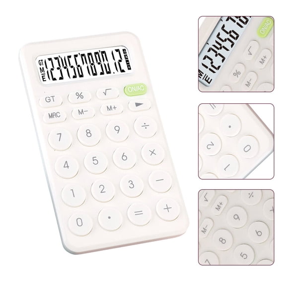 HOOWIFFY Portable 8-Digit Student Calculator, Non-Slip, Comfortable Buttons, White