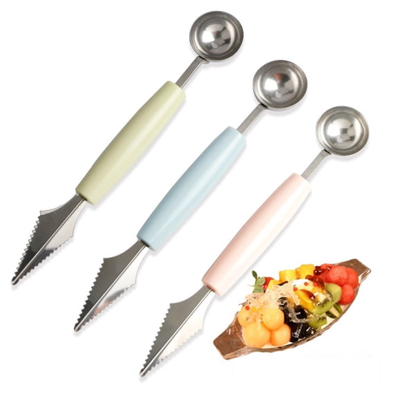 HOOWIFFY Blue Stainless Steel Fruit Spoon for Scooping and Artistic Fruit Decoration