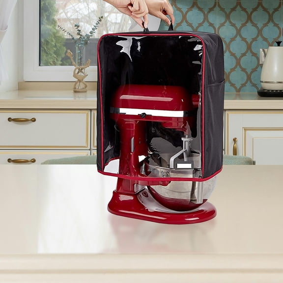 HOOWIFFY Kitchen Mixer Cover with Clear Window and Pocket Protective Case for Stand Mixer Black