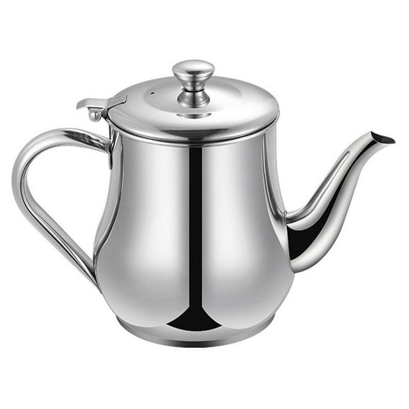 HOOWIFFY Kitchen Oil Container Stainless Steel Grease Can with Curved Handle and Strainer