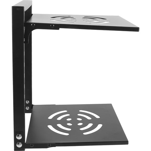 HOOWIFFY Two Layer Black Metal Pan Organizer Corner Shelf Stand for Kitchen Space Saving Storage