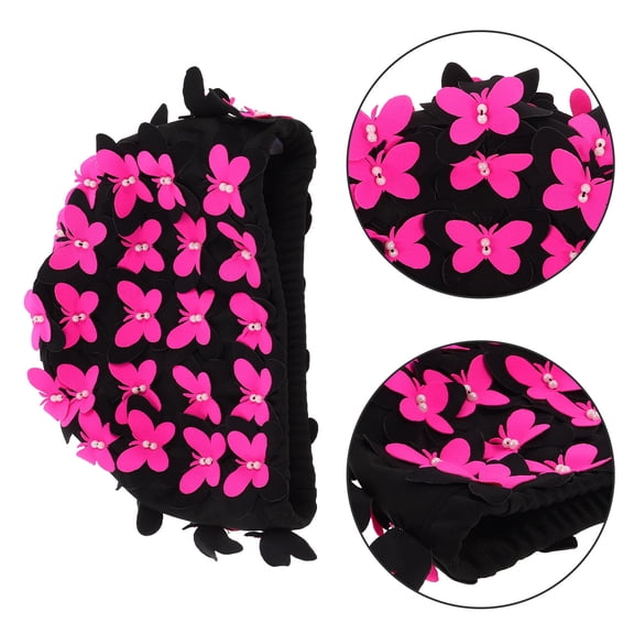 HOOWIFFY Comfortable Swim Cap with Nylon Ear Covers for Swimming, Water Sports, Pool, Beach, and Outdoor Water Activities