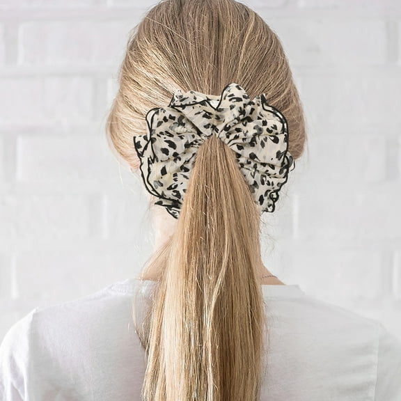 HOOWIFFY Large Leopard Print Scrunchies Multi Color Elastic Hair Ties for Thick Hair Stylish Accessory