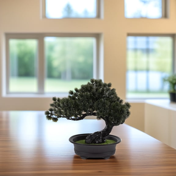 HOOWIFFY Artificial Bonsai Tree Design Deep Green 1Pack