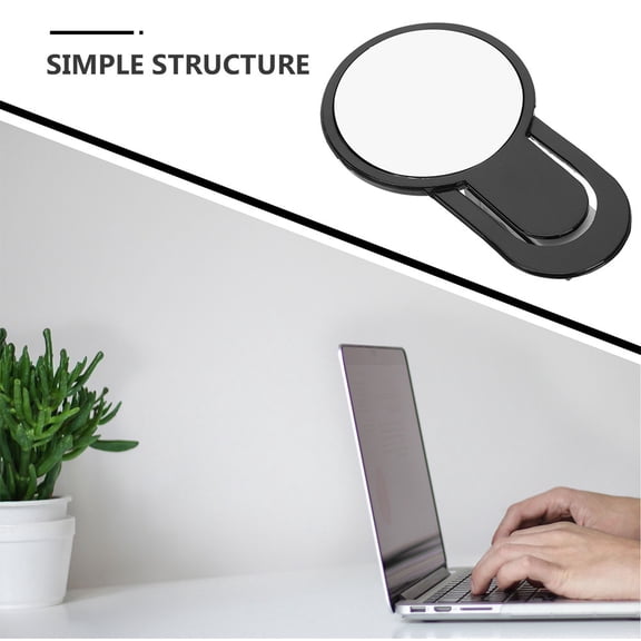 HOOWIFFY Lightweight Black Cubicle Mirror for Office Desk Clip on Monitor Mirror Computer Use