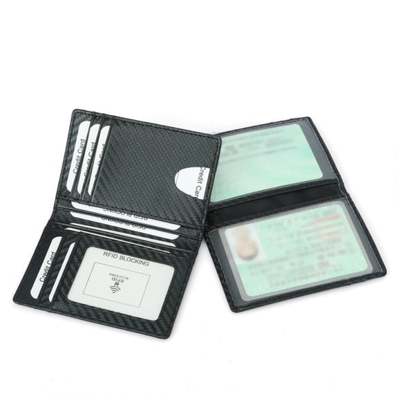HOOWIFFY Men's Carbon Fiber Wallet, Slim Wallet for Cash and Cards, Black Purse